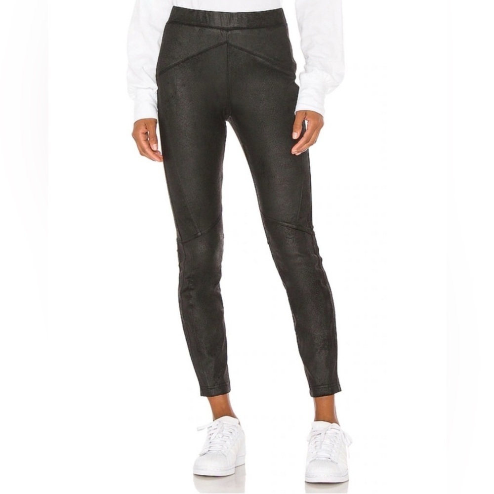 Free People Leggings Womens Medium Midnight Black Vegan Faux Suede Pull On Pants